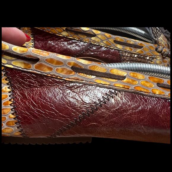 KENZIE Diva Women Sz 8.5 Moccasins Animal Snakeskin Patchwork Flats Loafer Shoes - Picture 13 of 16